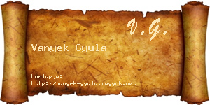 Vanyek Gyula névjegykártya